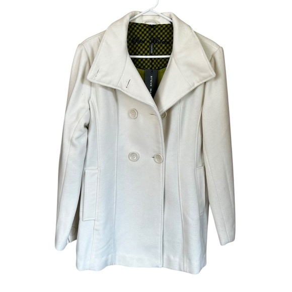 NWT Steve Madden Ivory Wool Blend Pea Coat XL - Picture 1 of 12